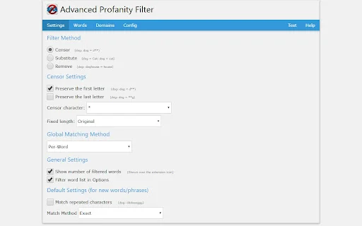 Advanced Profanity Filter डाउनलोड करें – वेबसाइटों पर अपशब्दों को ब्लॉक करें - Screenshot 1