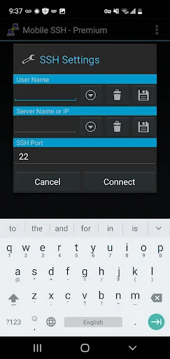 Mobile SSH Premium डाउनलोड करें – सुरक्षित SSH और RSA ऑथेंटिकेशन - Screenshot 1